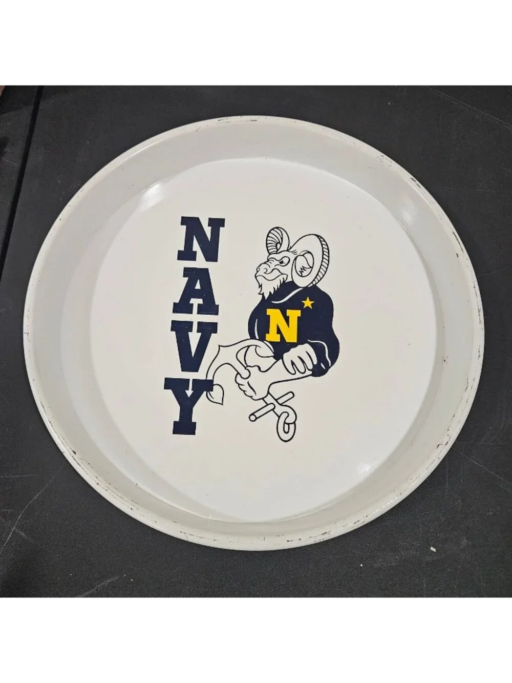 Vintage US Navy Goat Mascot Metal Tray 13